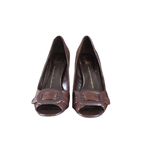 Franco Sarto Brown Peep Toe Heel Size 5 - Picture 2 of 7